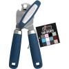 GORILLA GRIP Heavy Duty Stainless Steel Smooth Edge Manual Can Opener, Soft Comfortable Handle, Large Handheld Turn Knob, Built-In Bottle Openers, US Designed, Holiday Prep Kitchen Essential, Black(Blue)