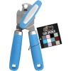 GORILLA GRIP Heavy Duty Stainless Steel Smooth Edge Manual Can Opener, Soft Comfortable Handle, Large Handheld Turn Knob, Built-In Bottle Openers, US Designed, Holiday Prep Kitchen Essential, Black(Aqua)