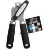 GORILLA GRIP Heavy Duty Stainless Steel Smooth Edge Manual Can Opener, Soft Comfortable Handle, Large Handheld Turn Knob, Built-In Bottle Openers, US Designed, Holiday Prep Kitchen Essential, Black(Black)