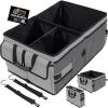 GORILLA GRIP Large Capacity Sturdy Trunk Storage Organizer, Slip and Water Resistant Collapsible Organization Container, Holiday Gifts for Men, Women, Multi Compartment Car or SUV Accessories, Black(Gray)