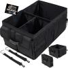 GORILLA GRIP Large Capacity Sturdy Trunk Storage Organizer, Slip and Water Resistant Collapsible Organization Container, Holiday Gifts for Men, Women, Multi Compartment Car or SUV Accessories, Black(Black)