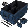 GORILLA GRIP Large Capacity Sturdy Trunk Storage Organizer, Slip and Water Resistant Collapsible Organization Container, Holiday Gifts for Men, Women, Multi Compartment Car or SUV Accessories, Black(Blue)
