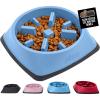 GORILLA GRIP Patent Pending Slow Feeder Dog Bowls, Interactive Puzzle Toy for Dogs and Cats Food Training, Keeps Pets Busy and Prevents Puppy Overeating, All Breeds, 100% BPA Free, 2 Cup, Gray(Light Blue)