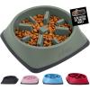 GORILLA GRIP Patent Pending Slow Feeder Dog Bowls, Interactive Puzzle Toy for Dogs and Cats Food Training, Keeps Pets Busy and Prevents Puppy Overeating, All Breeds, 100% BPA Free, 2 Cup, Gray(Sage)