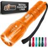 GORILLA GRIP Powerful LED Tactical Flashlight, 750 FT High Lumens 5 Adjustable Modes, Water Resistant, Ultra Bright Zoom Flashlights, Small Mini Flash Light, Camping, Night Dog Walking, Black(Orange)