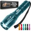 GORILLA GRIP Powerful LED Tactical Flashlight, 750 FT High Lumens 5 Adjustable Modes, Water Resistant, Ultra Bright Zoom Flashlights, Small Mini Flash Light, Camping, Night Dog Walking, Black(Teal Blue)