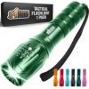 GORILLA GRIP Powerful LED Tactical Flashlight, 750 FT High Lumens 5 Adjustable Modes, Water Resistant, Ultra Bright Zoom Flashlights, Small Mini Flash Light, Camping, Night Dog Walking, Black(Hunter Green)