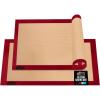 GORILLA GRIP Reusable Nonstick Silicone Baking Mat, 2-Pack, BPA-Free Oven Safe Food Liner for Toaster Ovens, Mini Cookie Sheets, Easy Clean, Holiday Baking Essentials, 11.75×8.25, Quarter Sheet, Black(Red)