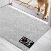 GORILLA GRIP SOAKSTOPPER Dog Door Mat, Machine Washable Rug Absorbent Doormat Captures Moisture Mud Dirt, Quick Dry Soft Chenille Entryway Rugs Indoor Entrance Mats for Dog Paws, 24×17 Black White(Light Gray)