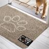 GORILLA GRIP SOAKSTOPPER Dog Door Mat, Machine Washable Rug Absorbent Doormat Captures Moisture Mud Dirt, Quick Dry Soft Chenille Entryway Rugs Indoor Entrance Mats for Dog Paws, 24×17 Black White(Beige)
