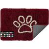 GORILLA GRIP SOAKSTOPPER Dog Door Mat, Machine Washable Rug Absorbent Doormat Captures Moisture Mud Dirt, Quick Dry Soft Chenille Entryway Rugs Indoor Entrance Mats for Dog Paws, 24×17 Black White(Burgundy)