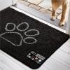 GORILLA GRIP SOAKSTOPPER Dog Door Mat, Machine Washable Rug Absorbent Doormat Captures Moisture Mud Dirt, Quick Dry Soft Chenille Entryway Rugs Indoor Entrance Mats for Dog Paws, 24×17 Black White(Black)