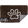 GORILLA GRIP SOAKSTOPPER Dog Door Mat, Machine Washable Rug Absorbent Doormat Captures Moisture Mud Dirt, Quick Dry Soft Chenille Entryway Rugs Indoor Entrance Mats for Dog Paws, 24×17 Black White(Brown)