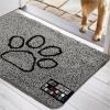 GORILLA GRIP SOAKSTOPPER Dog Door Mat, Machine Washable Rug Absorbent Doormat Captures Moisture Mud Dirt, Quick Dry Soft Chenille Entryway Rugs Indoor Entrance Mats for Dog Paws, 24×17 Black White(Grey)