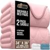GORILLA GRIP Washable Underpads, Waterproof Reusable Heavy Absorbency Incontinence Bed Pads, Leak Proof Toddler Mattress Pad, 52×34 Slip Resistant Protector for Bedwetting, Adults and Kids, White(Pink)