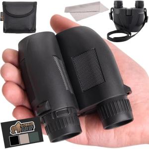 GORILLA GRIP 10×25 Compact Binoculars for Adults with Strap, Superior High Powered Clear 10X Magnification, Lightweight, Bird Watching, Hunting, Stargazing, Adjustable Eye Cups, Black(Black)