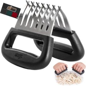 GORILLA GRIP BPA-Free Chicken Shredder Meat Claws, Sharp Stainless Steel Food Shredding Fork, Carve Turkey, Ham, Shred Pulled Pork, Stocking Stuffer Holiday Gift for Men, Kitchen Smoker BBQ Tool Black(Black)