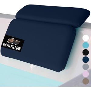GORILLA GRIP Bath Pillow for Tub, Headrest for Neck and Back Support, Luxury Bathtub Pillows, Hot Tub Cushions, Bathroom Accessories for Women, Relaxing Spa Gifts for Mom Wife Girlfriend 2 Panel White(Navy)