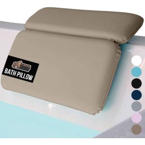 GORILLA GRIP Bath Pillow for Tub, Headrest for Neck and Back Support, Luxury Bathtub Pillows, Hot Tub Cushions, Bathroom Accessories for Women, Relaxing Spa Gifts for Mom Wife Girlfriend 2 Panel White(Beige)