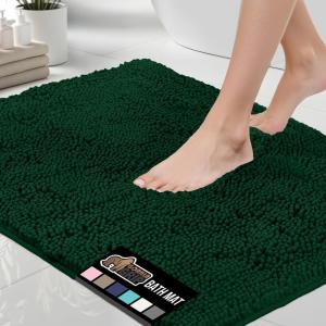 GORILLA GRIP Bath Rug Mat 36×24, Thick Absorbent Chenille, Quick Dry Microfiber Mats, Rubber Backing Washable Shower Floor Rugs, Bathmat Runner, US Designed Bathroom Home Decor Accessories Gray Beige(Hunter)