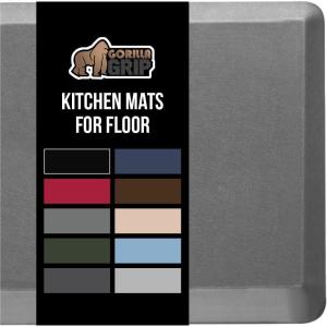 GORILLA GRIP Comfortable Cushioned Kitchen Mats for Floor, Waterproof and Stain Resistant Soft Top, 3/4 Inch Thick Ergonomic Standing Desk Anti Fatigue Mat, Foam Supports Ankles and Feet, 20×32, Grey(Grey)
