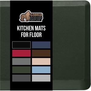 GORILLA GRIP Comfortable Cushioned Kitchen Mats for Floor, Waterproof and Stain Resistant Soft Top, 3/4 Inch Thick Ergonomic Standing Desk Anti Fatigue Mat, Foam Supports Ankles and Feet, 20×32, Grey(Hunter)