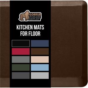 GORILLA GRIP Comfortable Cushioned Kitchen Mats for Floor, Waterproof and Stain Resistant Soft Top, 3/4 Inch Thick Ergonomic Standing Desk Anti Fatigue Mat, Foam Supports Ankles and Feet, 20×32, Grey(Brown)