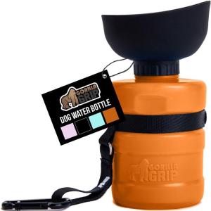 GORILLA GRIP Dog Water Bottle, Portable Water Bowl Dispenser for Dogs, 20 oz Leak Proof Pet Travel Squeeze Bottles Food Grade Silicone, Pet Stocking to Go Puppy Essentials, Turquoise(Orange)