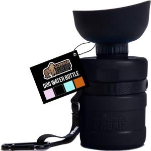 GORILLA GRIP Dog Water Bottle, Portable Water Bowl Dispenser for Dogs, 20 oz Leak Proof Pet Travel Squeeze Bottles Food Grade Silicone, Pet Stocking to Go Puppy Essentials, Turquoise(Black)