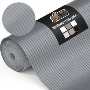 GORILLA GRIP DuraGuard Shelf Liner, 17.5×20 Non-Adhesive Cabinet Liners for Kitchen Drawers, Shelves, Refrigerator, Pantry Storage, Bathroom Closet, Durable Waterproof BPA Free Ribbed Plastic, Clear(Gray (Ribbed))