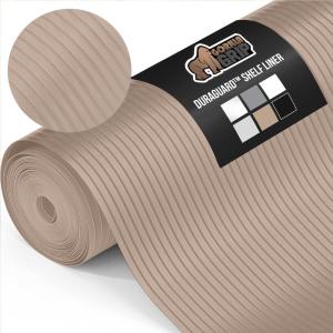 GORILLA GRIP DuraGuard Shelf Liner, 17.5×20 Non-Adhesive Cabinet Liners for Kitchen Drawers, Shelves, Refrigerator, Pantry Storage, Bathroom Closet, Durable Waterproof BPA Free Ribbed Plastic, Clear(Beige Opaque (Ribbed))
