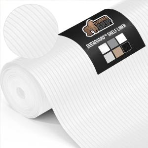 GORILLA GRIP DuraGuard Shelf Liner, 17.5×20 Non-Adhesive Cabinet Liners for Kitchen Drawers, Shelves, Refrigerator, Pantry Storage, Bathroom Closet, Durable Waterproof BPA Free Ribbed Plastic, Clear(Bright White (Ribbed))