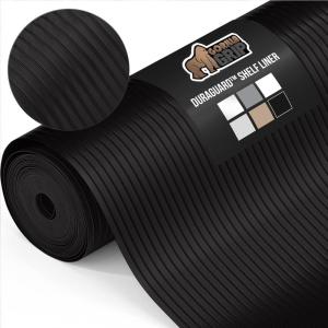 GORILLA GRIP DuraGuard Shelf Liner, 17.5×20 Non-Adhesive Cabinet Liners for Kitchen Drawers, Shelves, Refrigerator, Pantry Storage, Bathroom Closet, Durable Waterproof BPA Free Ribbed Plastic, Clear(Black Onyx (Ribbed))