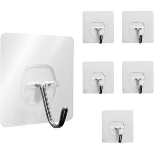 GORILLA GRIP Heavy Duty 25lbs Extra Grippy Reusable Wall Hooks for Hanging, Easy Install Strong Stick on Removable Hook, No Nail Damage, Multi-Surface Use for Decorations, 5 Pack, Metal​