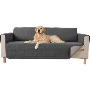 GORILLA GRIP Patented Waterproof Slip-Resistant 23″ Chair Protector Cover, for Leather or Fabric Couch Cushion, Large Microsuede Furniture Covers Dogs Pets Machine Washable Slipcover, Gray(Charcoal)