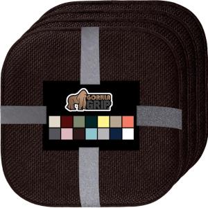 GORILLA GRIP Slip Resistant Chair Cushions, No Ties Required, Memory Foam Pads for Dining Room, Kitchen Table, Office, Rocking Chairs, Plush Seat Cover Cushion Pad, Home Decor, Set of 4, 16×16, Gray(Brown)