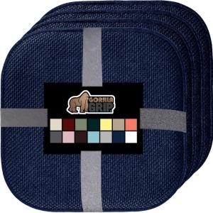 GORILLA GRIP Slip Resistant Chair Cushions, No Ties Required, Memory Foam Pads for Dining Room, Kitchen Table, Office, Rocking Chairs, Plush Seat Cover Cushion Pad, Home Decor, Set of 4, 16×16, Gray(Navy)