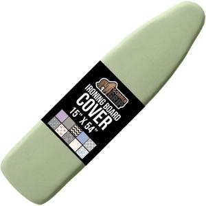 GORILLA GRIP The Original Ironing Board Cover and Pad, Silicone Coating, Thick Scorch Resistant Padding, Heavy Duty Iron Covers Standard Boards, Hook and Loop Fastener Strap, Silver, 15×54(Sage)