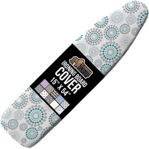 GORILLA GRIP The Original Ironing Board Cover and Pad, Silicone Coating, Thick Scorch Resistant Padding, Heavy Duty Iron Covers Standard Boards, Hook and Loop Fastener Strap, Silver, 15×54(Spiral: Gray/White/Turquoise)