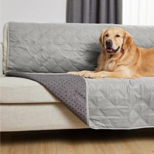 GORILLA GRIP Waterproof Couch Cover for Dogs, Gripped Slip Resistant Backing, Leak Proof Washable Dog Blanket Covers Sofa, Bed, Sectional, Crate, Car, RV Seats, Pet Puppy Essentials, 50×40 Charcoal(Light Gray)