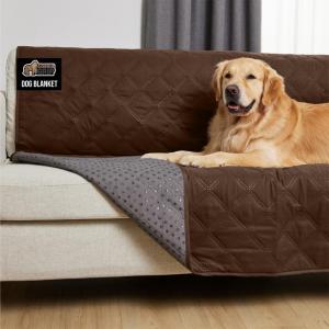 GORILLA GRIP Waterproof Couch Cover for Dogs, Gripped Slip Resistant Backing, Leak Proof Washable Dog Blanket Covers Sofa, Bed, Sectional, Crate, Car, RV Seats, Pet Puppy Essentials, 50×40 Charcoal(Chocolate)