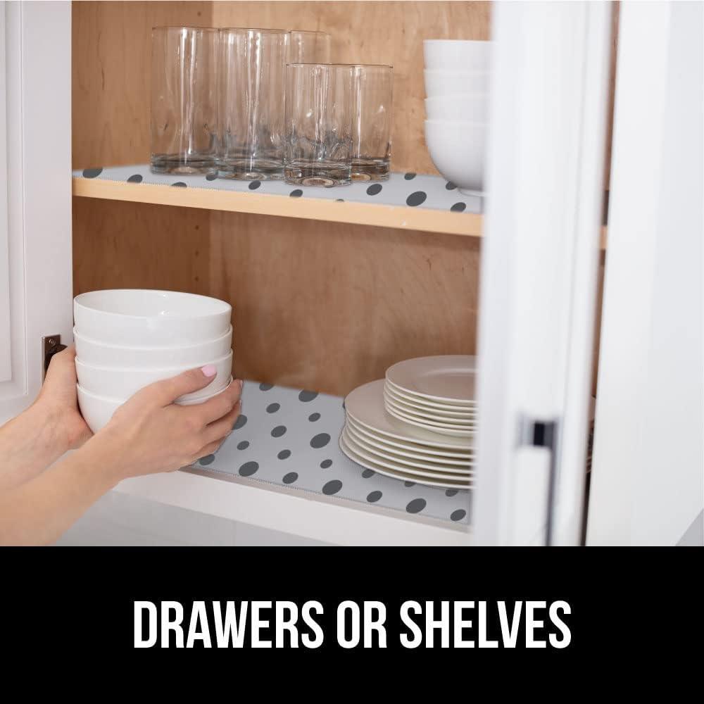 imageGORILLA GRIP DripGuard Shelf Liner Non Adhesive Drawer and Kitchen Cabinet Protector Slip Resistant BPA Free Smooth Surface Plastic Liners for Cabinets Bathrooms Closets 12x120 Inch GrayGray