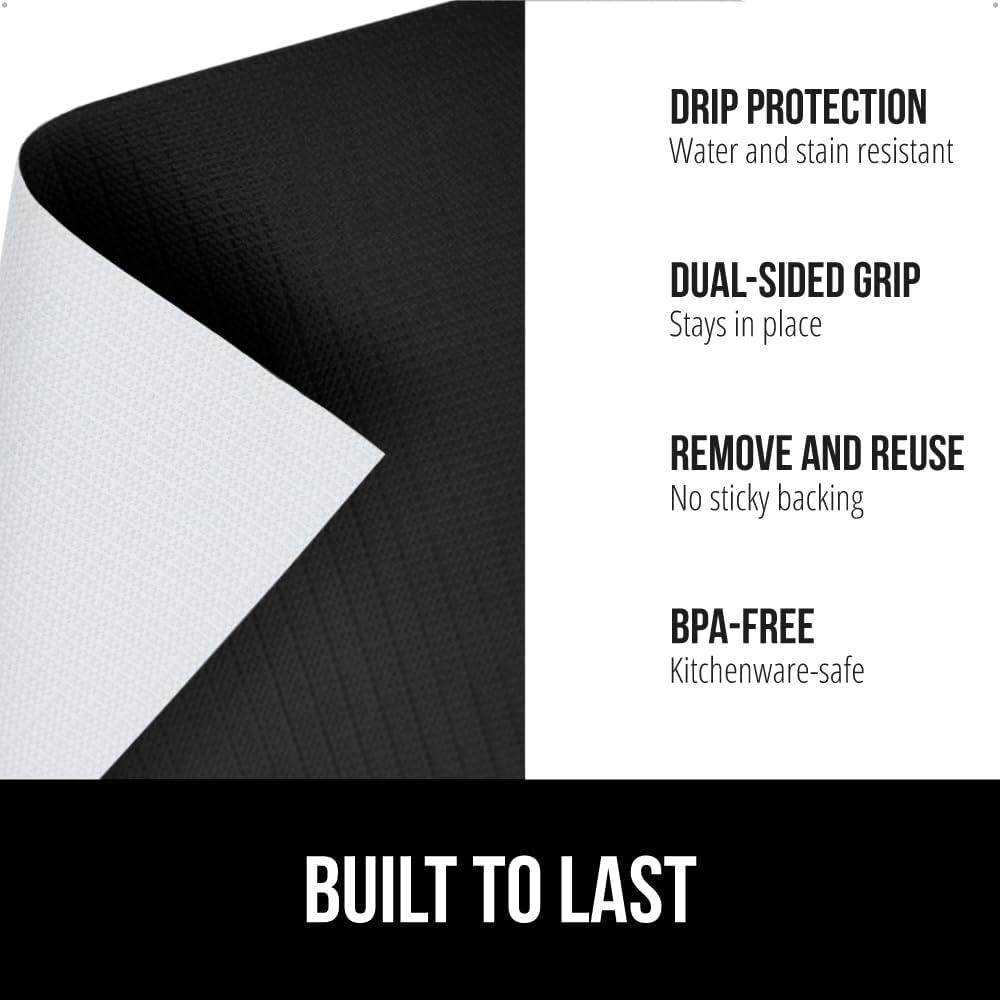 imageGORILLA GRIP DripGuard Shelf Liner Non Adhesive Drawer and Kitchen Cabinet Protector Slip Resistant BPA Free Smooth Surface Plastic Liners for Cabinets Bathrooms Closets 12x120 Inch GrayBlack