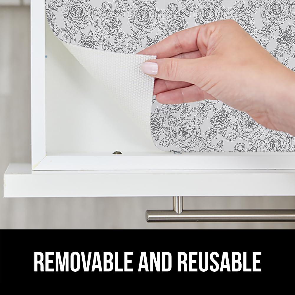 imageGORILLA GRIP DripGuard Shelf Liner Non Adhesive Drawer and Kitchen Cabinet Protector Slip Resistant BPA Free Smooth Surface Plastic Liners for Cabinets Bathrooms Closets 12x120 Inch GrayVintage Rose