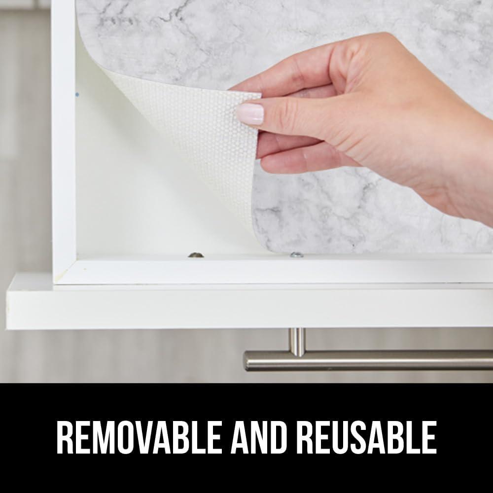 imageGORILLA GRIP DripGuard Shelf Liner Non Adhesive Drawer and Kitchen Cabinet Protector Slip Resistant BPA Free Smooth Surface Plastic Liners for Cabinets Bathrooms Closets 12x120 Inch GrayMarble