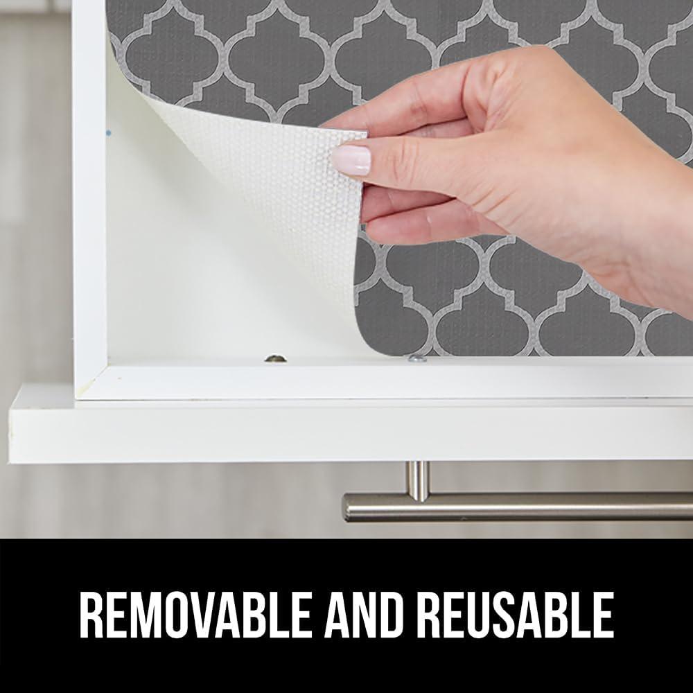 imageGORILLA GRIP DripGuard Shelf Liner Non Adhesive Drawer and Kitchen Cabinet Protector Slip Resistant BPA Free Smooth Surface Plastic Liners for Cabinets Bathrooms Closets 12x120 Inch GrayWhiteGray