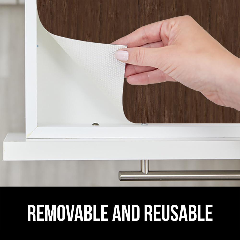 imageGORILLA GRIP DripGuard Shelf Liner Non Adhesive Drawer and Kitchen Cabinet Protector Slip Resistant BPA Free Smooth Surface Plastic Liners for Cabinets Bathrooms Closets 12x120 Inch GrayWood