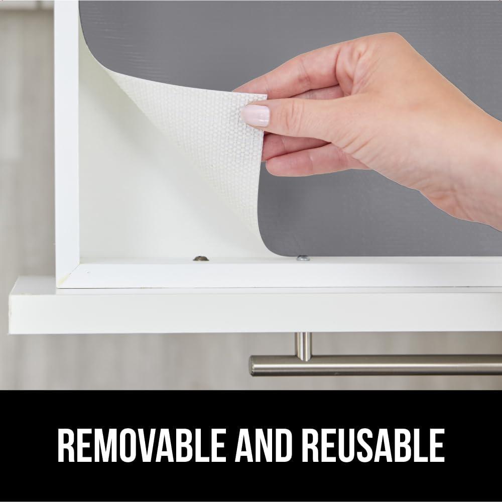 imageGORILLA GRIP DripGuard Shelf Liner Non Adhesive Drawer and Kitchen Cabinet Protector Slip Resistant BPA Free Smooth Surface Plastic Liners for Cabinets Bathrooms Closets 12x120 Inch GrayGray
