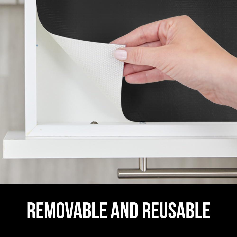 imageGORILLA GRIP DripGuard Shelf Liner Non Adhesive Drawer and Kitchen Cabinet Protector Slip Resistant BPA Free Smooth Surface Plastic Liners for Cabinets Bathrooms Closets 12x120 Inch GrayBlack