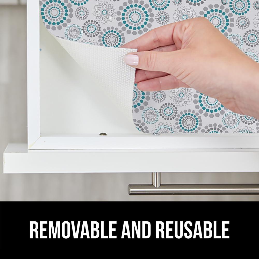 imageGORILLA GRIP DripGuard Shelf Liner Non Adhesive Drawer and Kitchen Cabinet Protector Slip Resistant BPA Free Smooth Surface Plastic Liners for Cabinets Bathrooms Closets 12x120 Inch GraySpiral Gray Turquoise White